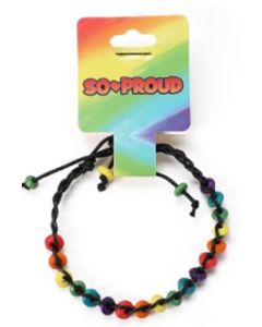 Wholesale gay pride friendship bracelet with rainbow beads.