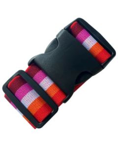 Wholesale lesbian pride elasticated heavy duty luggage strap for suit cases.   Also available transgender pride luggage strap and pansexual pride luggage strap.