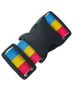 Wholesale pansexual pride elasticated heavy duty luggage strap for suitcases.   Also available transgender pride luggage strap and lesbian pride luggage strap.