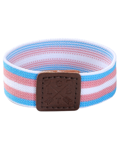 Wholesale gay pride elasticated wrist bands in transgender flag colours.  Ideal for gay pride festivals and gifts, great gay pride accessories.
