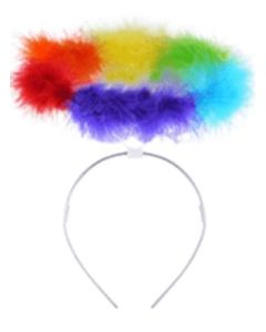 Wholesale gay pride fluffy halo headband.  LGBTQ headband for gay pride festivals and gay pride parties.  Many fast selling gay pride items available here for you.