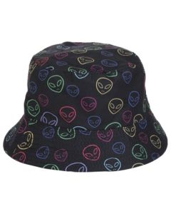 Wholesale alien print bucket hat  These sun hats are fast sellers and make ideal rave hats, fisherman hats, festival hats or dance hats.  Great festival wear accessories.