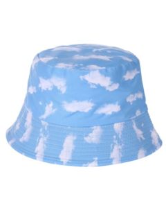 Wholesale bucket hats with cloud print design.  These funky sun hats are fast selling and make perfect rave hats. Great festival hats or festival wear accessories