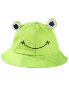 Wholesale frog face bucket hat with ears.  These sun hats are fast sellers and make ideal rave hats, fisherman hats, festival hats or dance hats.  Great festival wear.