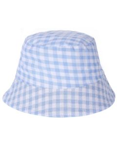 Wholesale bucket hats with baby blue gingham print. These funky sun hats are fast selling and make perfect rave hats. Great festival hats or festival wear accessories