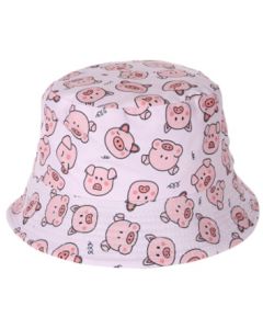 Wholesale childrens sun hats bucket hats fisherman hats for kids or very small headed people.  Fashionable girls sun hats in fast selling designs, piglet print