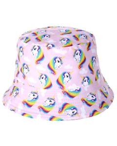 Wholesale childrens sun hats bucket hats fisherman hats for kids or very small headed people.  Fashionable childrens sun hats in fast selling designs, unicorn design