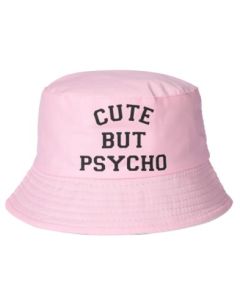 Wholesale childrens sun hats bucket hats fisherman hats for kids or very small headed people.  Girls sun hats fast selling designs,pink with cute but psycho wording.