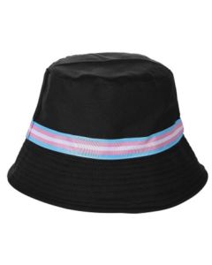 Wholesale transgender bucket hat LGBTQ sun hat with transgender belt detail.  Also available rainbow pride hat, lesbian, bisexual, non binary and pansexual hats.