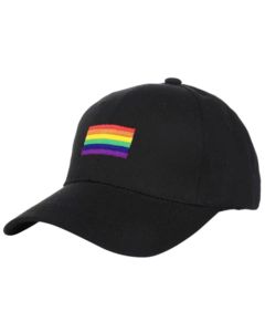 Wholesale gay pride basball cap with rainbow pride embroidered badge sewn on.  These gay pride baseball caps are fast selling pride festival hats.
