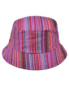 Wholesale hippy bucket hat in bright pink.  These sun hats are fast sellers and ideal rave hats, fisherman hats, festival hats or dance hats.  Great selling sun hats.