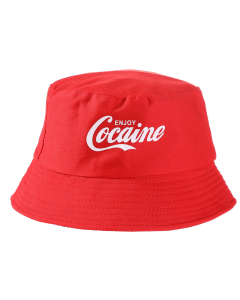 Wholesale enjoy coke bucket hat white wording on red