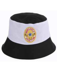Wholesale Newcastle bucket hats black and white.  Fast selling Newcastle sun hat, rave hat, bucket hat.