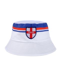 Wholesale red white and blue England bucket hat.  These England hats are fast selling sunhats and there are hundreds of wholesale bucket hats available