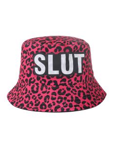 Pink leopard Slut bucket hat