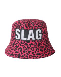 Pink leopard slag bucket hat