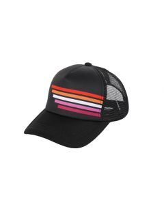 Wholesale lesbian pride truckers hat with stripes.  Also available bisexual pride truckers hat, transgender, pansexula and non binary truckers hats.