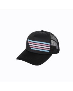 Wholesale transgender pride truckers hat with stripes.  Also available rainbow pride truckers hat, transgender, pansexula and non binary truckers hats.
