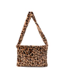 Wholesale Fluffy Faux Fur Shoulder Bag Leopard Print
