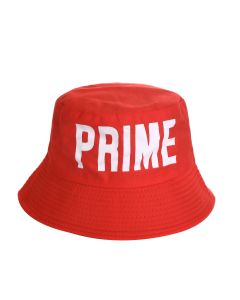 Wholesale Prime bucket hats in red.  Also available prime sun hats in white and black.  Great seller!