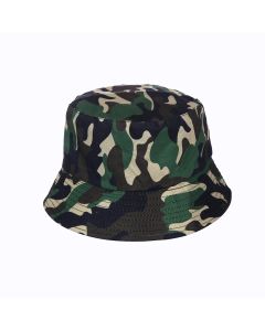 Wholesale Bucket Hats, Green Camo Print Wholesale Bucket Hats.  These green camo print wholesale bucket hats are foldable, washable and functional sun hats.