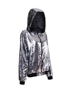 Silver Sequin Hooded Jacket