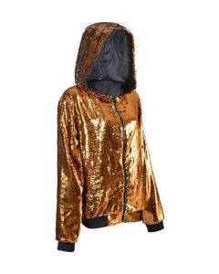 Gold Sequin Hooded Jacket