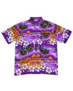 Hawaiian Shirt With Palm Tree Purple
