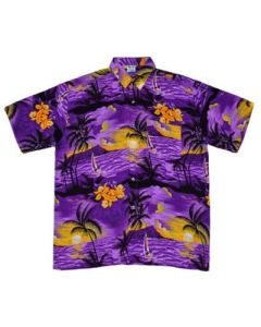 Hawaiian Shirt With Yatch Purple