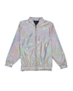 Silver Holographic Bomber Jacket