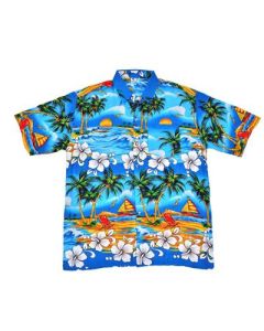 Hawaiin Shirt With Palm Tree Turquoise