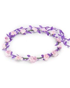 Flower garland pink and lilac w purple trail