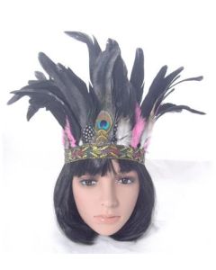 Feather headband black and pink