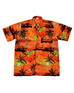 Hawaiian Shirt With Yatch Orange