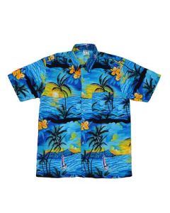 Hawaiian Shirt With Yatch Turquoise