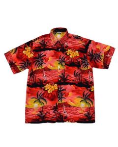 Hawaiian Shirt With Yatch Red