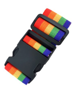 Wholesale gay pride rainbow luggage strap, heavy duty gay pride luggage strap 5cm x 200cm.  Transgender, lesbian and pansexual luggage straps also available.