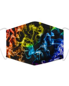 Multi Coloured Flame Print, 3 Layer, Adjustable Face Mask With Free Filters and Plush Packaging