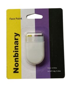 Wholesale gay pride accessories.  Nonbianry colours stripy face paint.  These pride face paints are available in nonbinary, bisexual, traditional, pansexual, transgender and lesbian.
