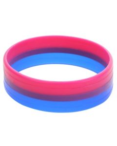 Wholesale bisexual pride silicone bracelet LGBTQ wristband.  Also available rainbow pride, transgender, lesbian, pansexual, and non binary silicone wristbands..