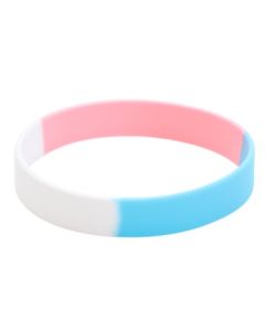 Wholesale transgender pride silicone bracelet LGBTQ wristband, slim.  Also available , rainbow silicone bracelet and bisexual silicone bracelet wristband.