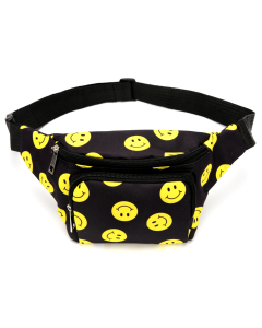 Wholesale smiley face bum bag with pockets and adjustable straps