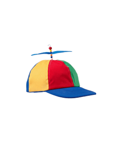Wholesale propeller hat.  Multi coloured novelty propeller hat helicopter hat ideal for festivals and party nights.  Multi panelled novelty cartoon hat. Adjustable.