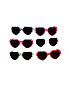 Wholesale heart shaped sunglasses sold in mixed packs of 12.  These fast selling wholesale heart shaped sunglasses come with mixed coloured frames.
