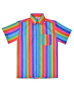 Wholesale rainbow shirt gay pride button shirt with collar.  These make excellent shirts to sell at a gay pride festival.  Great festival wear.