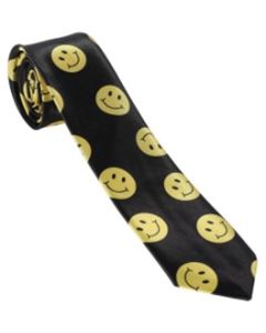 Wholesale smiley face print necktie.  Good quality fun neckties available with various prints, fast selling novelty wholesale ties.