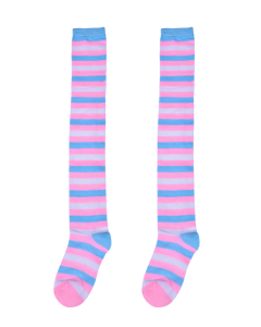 Wholesale transgender pride welly socks. Transgender flag colour welly socks, for gay pride festivals or a great festival line in general.  Pink, blue and white striped welly socks.