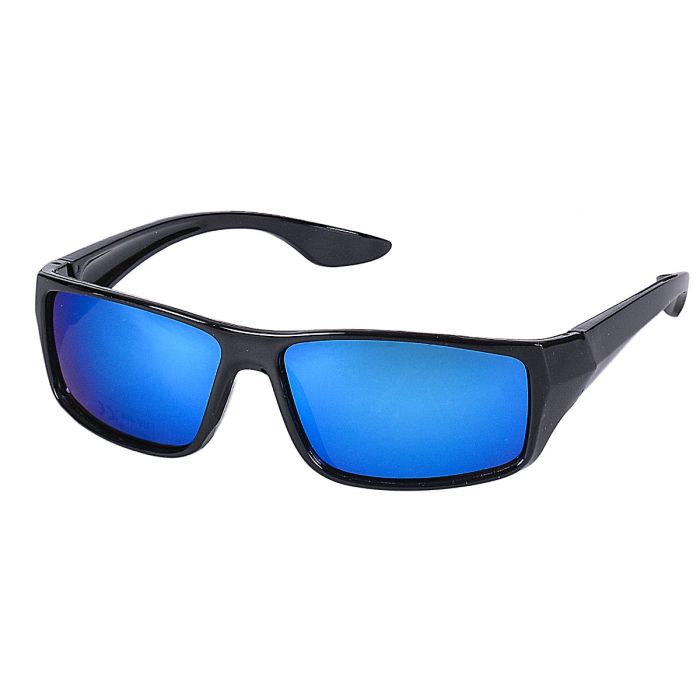 PS Wholesale - Wrap Around Sunglasses With Blue Mirrored Lens