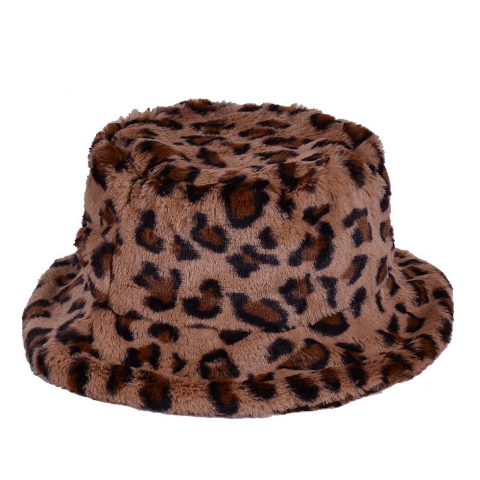 fluffy leopard print hat